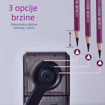 Rumonte Oštrilo olovke za skice – metalno tijelo, ručni pogon, geometrijski dizajn, za ugljen olovke