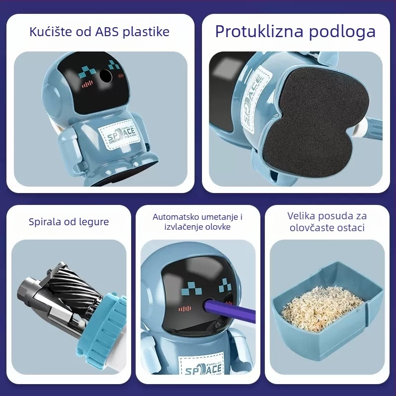 Ručni višenamjenski oštrilac olovke s robotskim dizajnom, CHANGLI, modeli 450/515/402/403/404/405, plastično kućište, težina 173 g