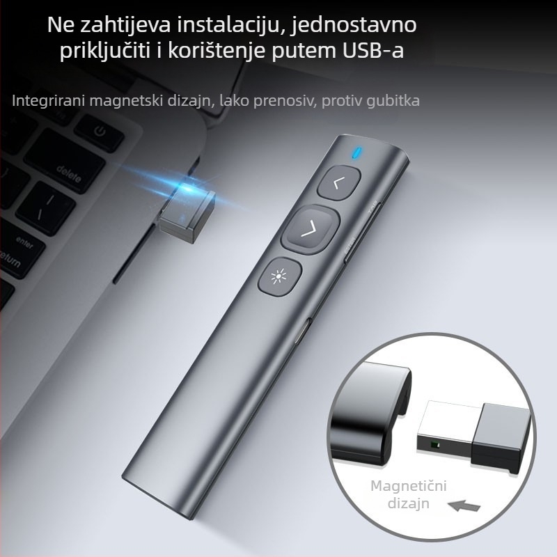 N95 PPT olovka za promjenu stranica s laserskim pokazivačem, daljinskim upravljačem, punjivom litijskom baterijom, projekcijski elektronički pokazivač