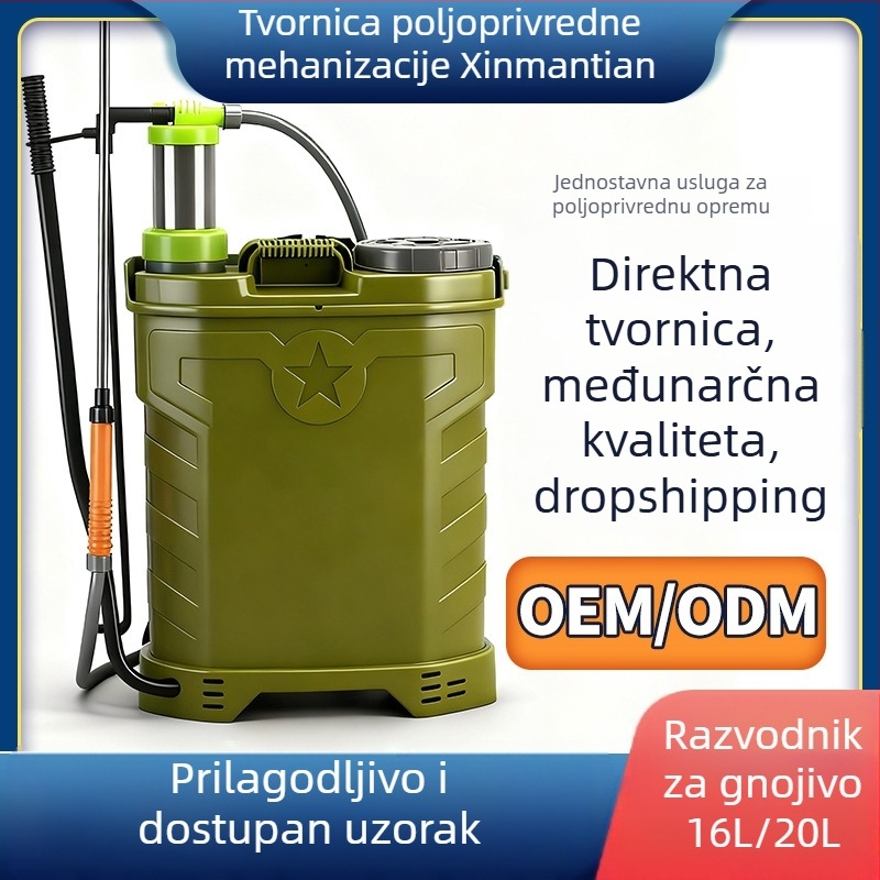 Xinmantian prskalica za poljoprivredu, ručni ruksni raspršivač s 2 mlaznicama, dimenzije 380×210×490 mm, zaštita biljaka