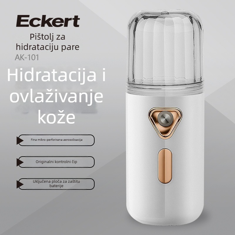 Uređaj za hidrataciju lica raspršivanjem — hladna magla, 1. brzina, velik volumen magle, fine čestice, ugrađena baterija 100–300 mAh, trajanje magle iznad 180 s