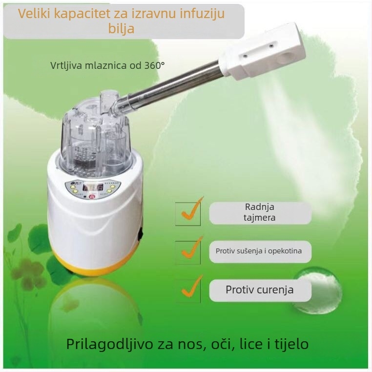 Inhalator pare za nos, lice i oči – vruća para, kućište s laser graviranjem, 5+ brzina postavke, bez baterije, izlaz pare 11–30 s
