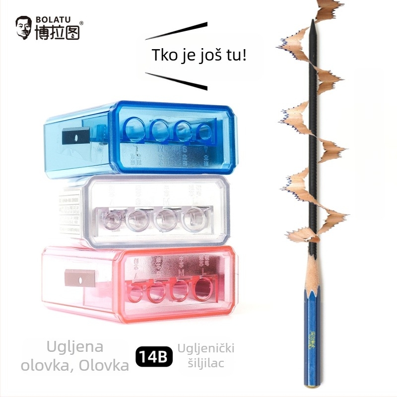 Metalni oštrilac za olovke s četiri otvora, geometrijski dizajn za skicu i grafitne olovke