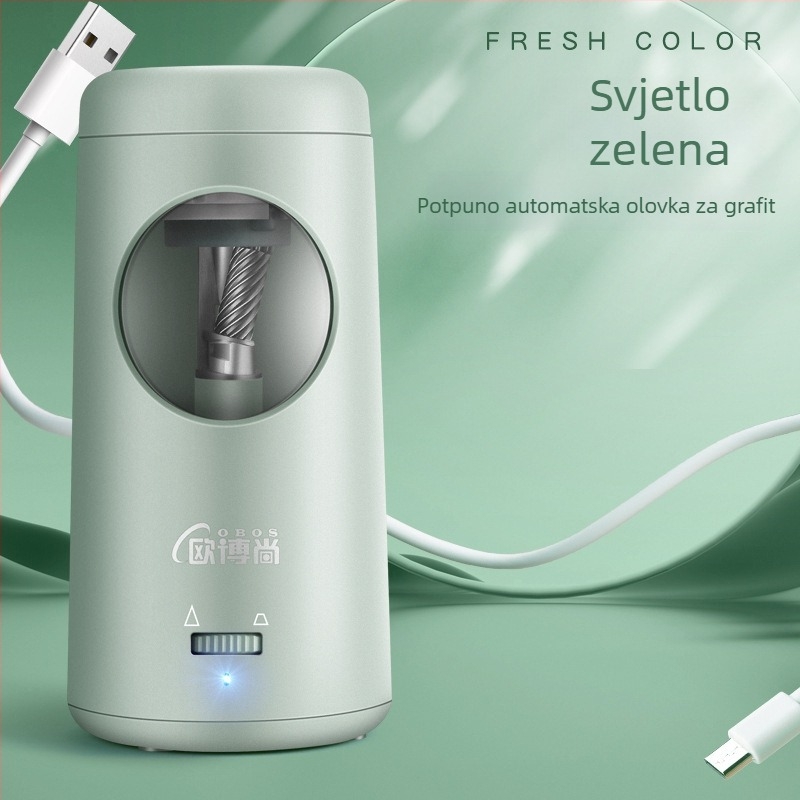 Automatski električni oštrač za olovke s USB napajanjem, metalno kućište od legure i integrirani sustav usisavanja prašine