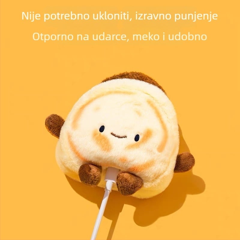 Kućište za AirPods 4. generacije – plišni silikon, izdignuti karikaturni dizajn s mesnim bunom