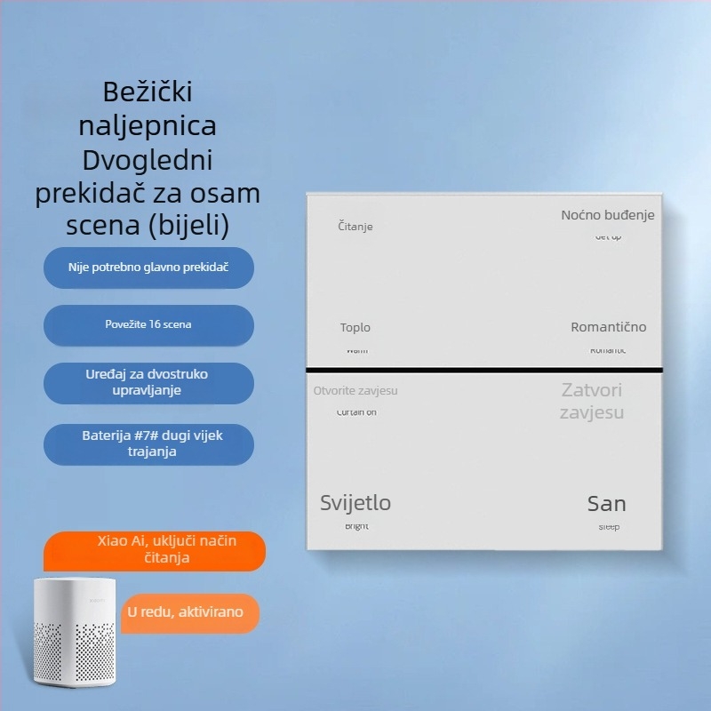 Inteligentni bežični prekidač s Bluetooth Mesh, povezan s aplikacijom Mijia, dvostruka kontrola, bez ožičenja