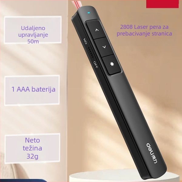 Deli bežični PPT prezenter s perom za prebacivanje stranica i laserskim pokazivačem (plastika, 2808PL)