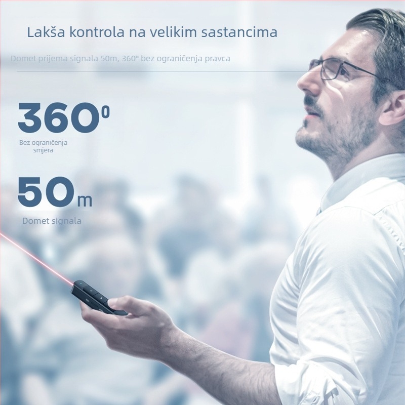 Deli bežični PPT prezenter s perom za prebacivanje stranica i laserskim pokazivačem (plastika, 2808PL)
