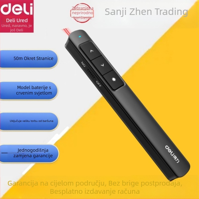 Deli bežični PPT prezenter s perom za prebacivanje stranica i laserskim pokazivačem (plastika, 2808PL)