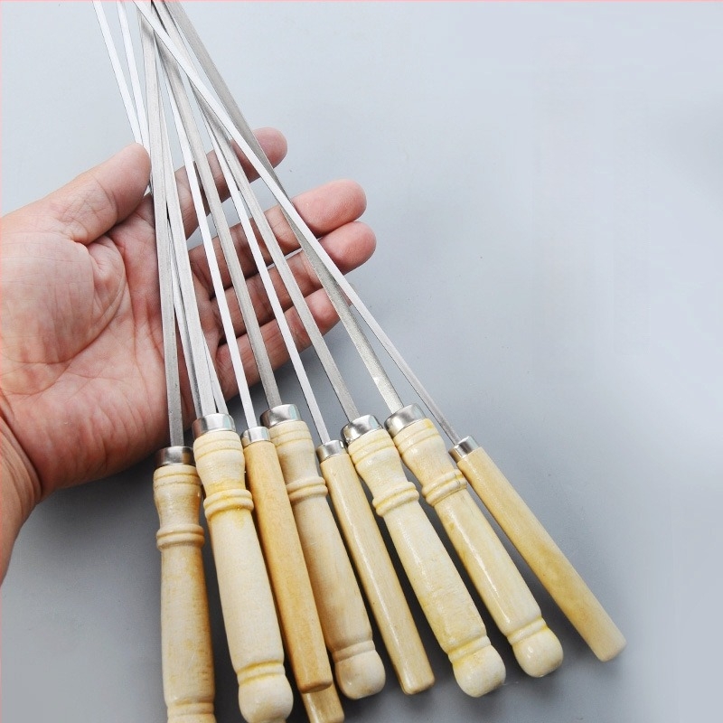 Roštilj štapići od nehrđajućeg čelika s drvenom ručkom – višekratna upotreba, Furnace marka, pakiranje 2000 komada.