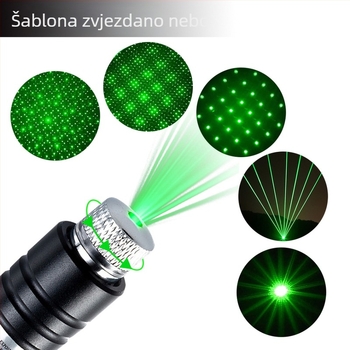 Laser pokazivač 710 USB, punjivi, domet >500 m, duljina vala 532/650 nm, litijeva baterija, izlaz u jednoj točki