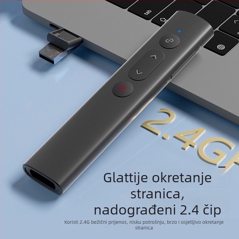 PPT laserski pokazivač za prebacivanje stranica, bežični USB daljinski upravljač za prezentacije, domet lasera 200 m, 650 nm duljina vala, baterija 200 mAh