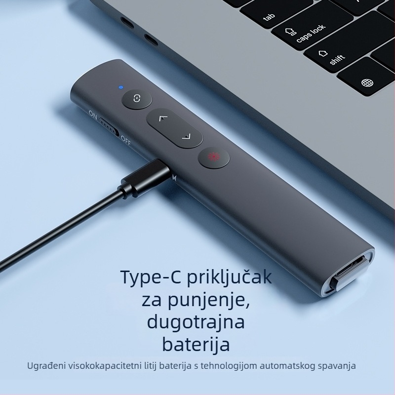 PPT laserski pokazivač za prebacivanje stranica, bežični USB daljinski upravljač za prezentacije, domet lasera 200 m, 650 nm duljina vala, baterija 200 mAh