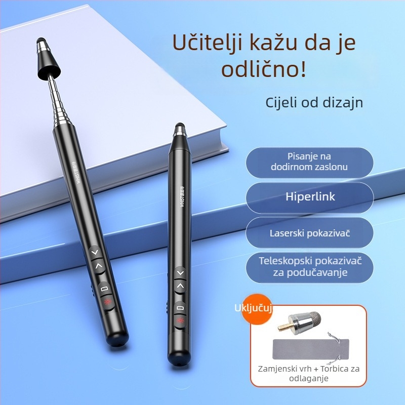 Huister 199 izvlačno pokazivačko pero za Seewo bijelu ploču, infracrveni laserski pokazivač, USB punjenje, metalno kućište