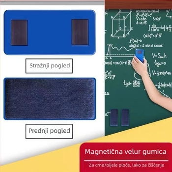 Magnetska gumica za ploču s dvostruko upijajućim spužvama, flanel na stražnjoj strani, bez prašine