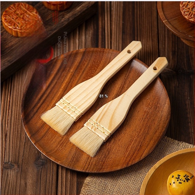 Četka s drvenom drški za pečenje i roštilj, mala vlakna ne otpadaju, mala uljna četkica, četka za jaje premaz Mooncake