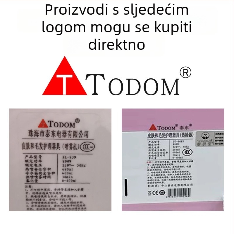 Todom DT-118 Čašica za vodu za raspršivač za lice – Vrući/hladni sprej, 1. brzina, vrijeme magle 121–180 s, PC materijal otporan na visoke temperature