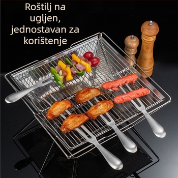 Tianqi 304 nehrđajući čelik, U-oblik vilica za roštilj – debela kućna vilica za meso, za steak i janjetinu