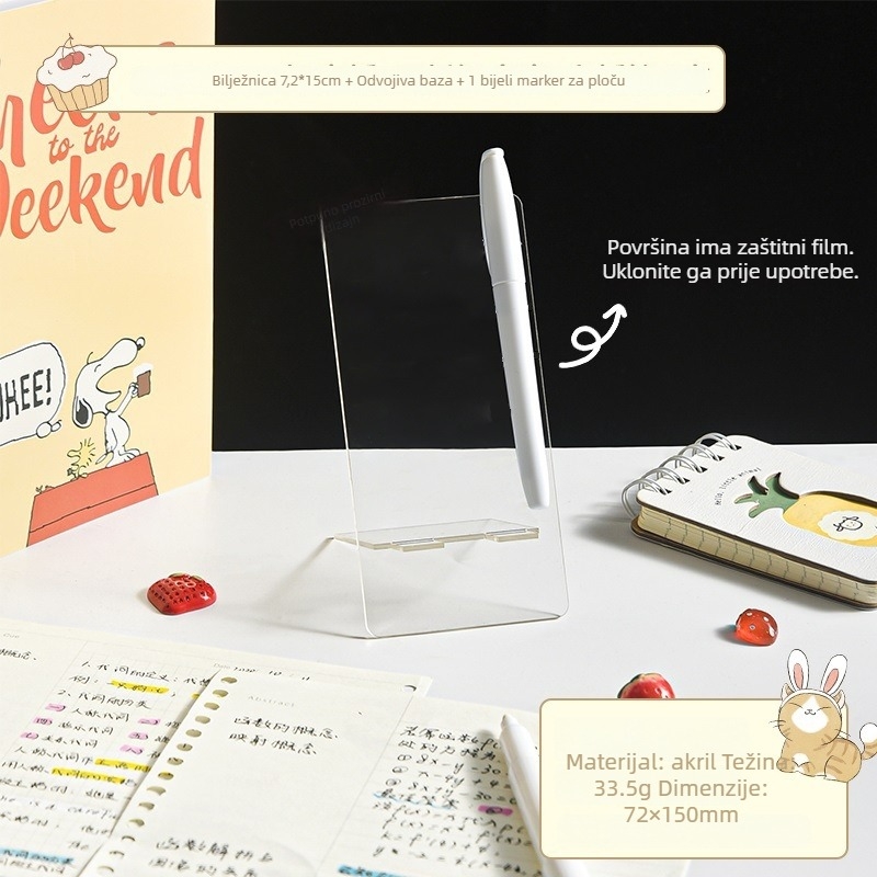 Deer Zun akrilna ploča za pisanje – jednostrana stolna ploča za ured i dom