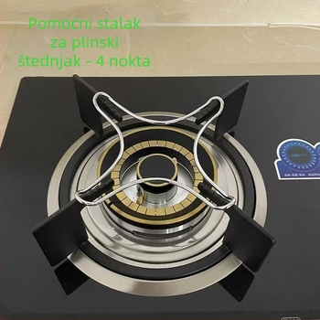 Nerđajući čelični univerzalni držač posuda za plinski štednjak, protuklizni; kompatibilan s wokom, loncem za juhu i mliječnim loncem; dizajn s pet i četiri zuba