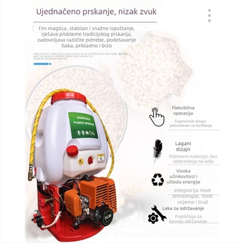 Benzinska prskalica s leđnim nosačem, dvotaktni motor, visok tlak pumpa, kapacitet 25L/20L, za zaštitu biljaka