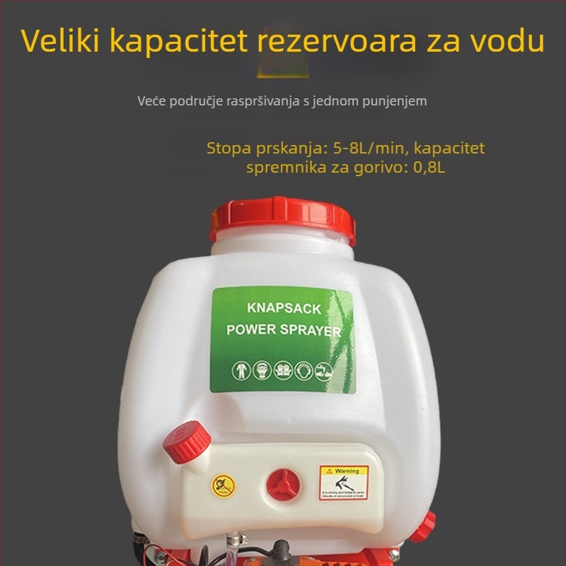 Benzinska prskalica s leđnim nosačem, dvotaktni motor, visok tlak pumpa, kapacitet 25L/20L, za zaštitu biljaka