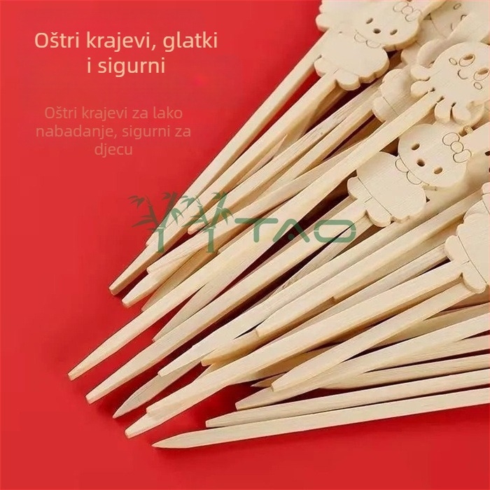 Crtični bambus štapići – mini jednokratni, uzorak životinjskog žakarda, za voće i roštilj, tiskanje logotipa dostupno