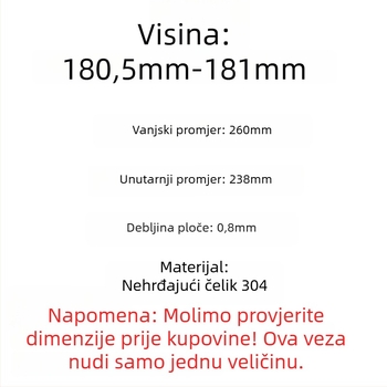 Unutarnja posuda za tlakovo kuhanje, 304 nehrđajući čelik, kapacitet 8L, otporna na koroziju, Hongte