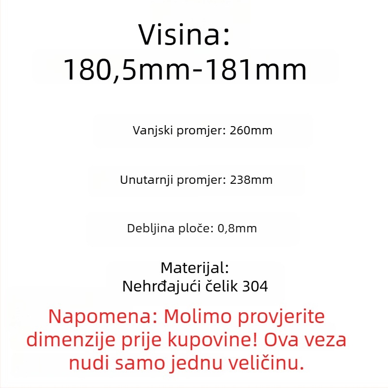 Unutarnja posuda za tlakovo kuhanje, 304 nehrđajući čelik, kapacitet 8L, otporna na koroziju, Hongte