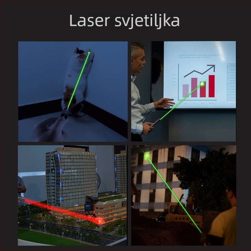 Smiling Shark Dvojnofunkcijsko ručno lasersko LED svjetiljka s indikatorom, punjiva, aluminijsko tijelo, LED, domet 100–200 m