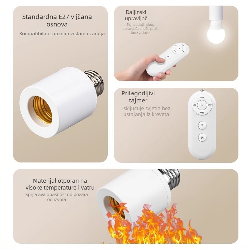 Utičnica za lampu s daljinskim upravljanjem, bežično osvjetljenje, daljinski prekidač (Brand: International electrician; Tip: utičnica s daljinskim upravljanjem; Prekidač: daljinski prekidač)