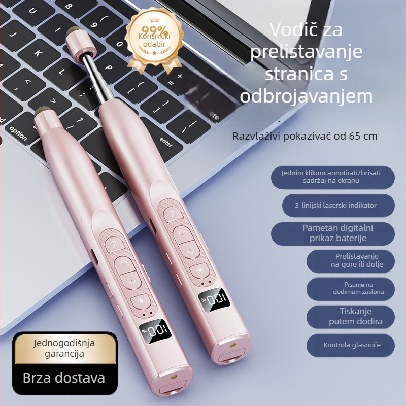 Q302 Infracrvena olovka za prebacivanje stranica, multfunkcionalna laserska olovka s digitalnim zaslonom (domet lasera 200 m; talasna duljina lasera 650 nm)