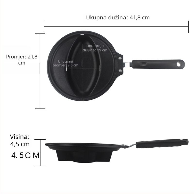 Aluminijski tiganj za omurice s nelepljivim premazom, pogodan za plinski štednjak, porijeklo Yongkang; namijenjeno jajima, riži i kolačima