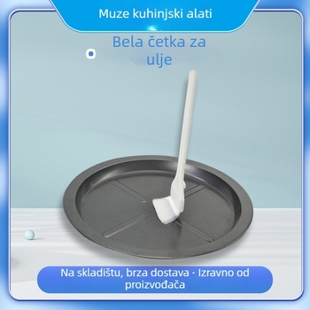 Četkica za roštilj s plastičnom drškom i silikonskim dlačicama; otporna na visoke temperature, pogodna za pečenje, premazivanje jajetom i čišćenje