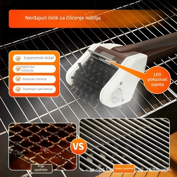 Četka za roštilj, vlakna od nehrđajućeg čelika, ABS držač, električna, antikorozivna