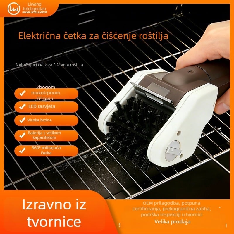 Četka za roštilj, vlakna od nehrđajućeg čelika, ABS držač, električna, antikorozivna