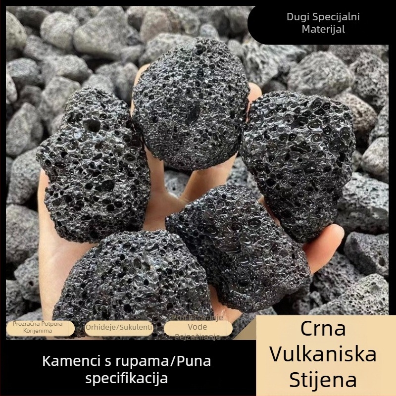 Crni vulkanski kamen za ukrašavanje akvarija i krajolika, lavani kamen za aromaterapiju