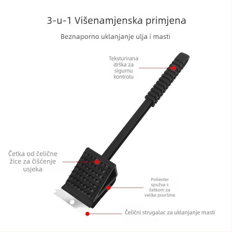 Shuangjie četka za roštilj s čeličnim vlaknima, PP drška, 24 kom.