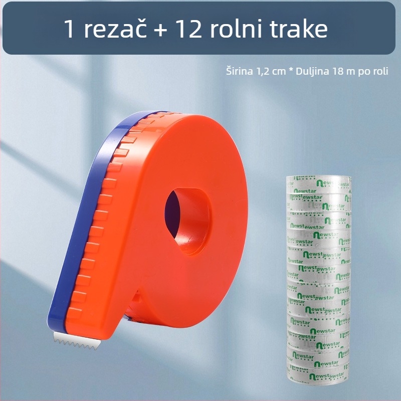 Ručni rezač prozirne trake, model 985, širina trake 1 cm i 1,2 cm, paket od 12 rolni
