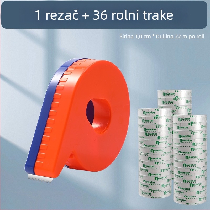 Ručni rezač prozirne trake, model 985, širina trake 1 cm i 1,2 cm, paket od 12 rolni