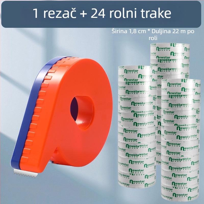 Ručni rezač prozirne trake, model 985, širina trake 1 cm i 1,2 cm, paket od 12 rolni