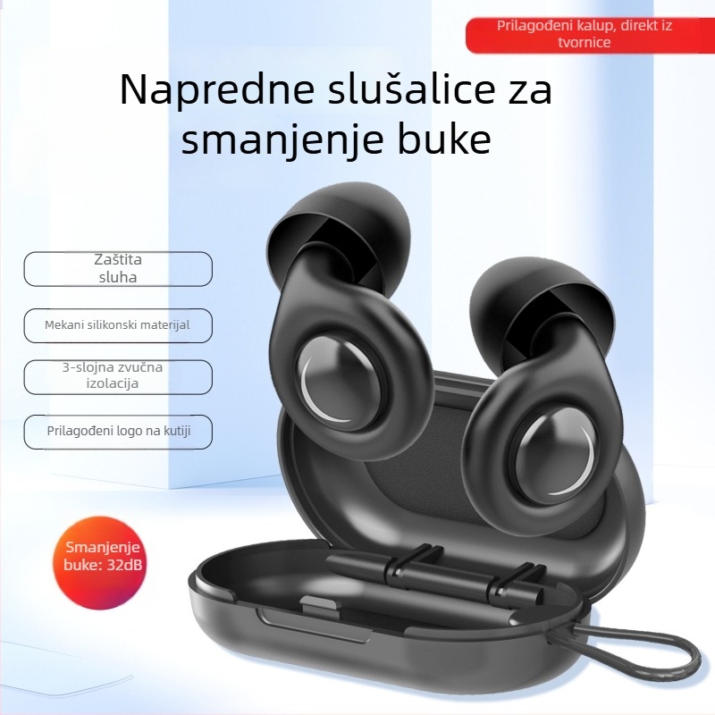 Silikonski ušni čepi za san — 32 dB smanjenje buke, zvučna izolacija, pomoć za san, poklon paket