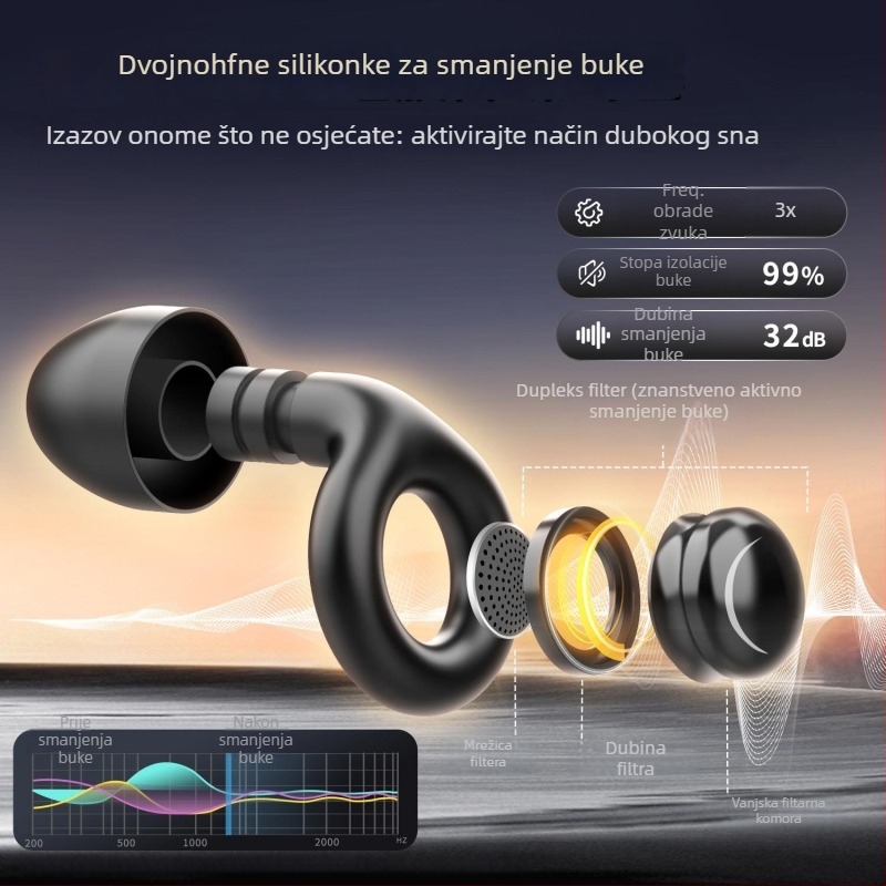 Silikonski ušni čepi za san — 32 dB smanjenje buke, zvučna izolacija, pomoć za san, poklon paket