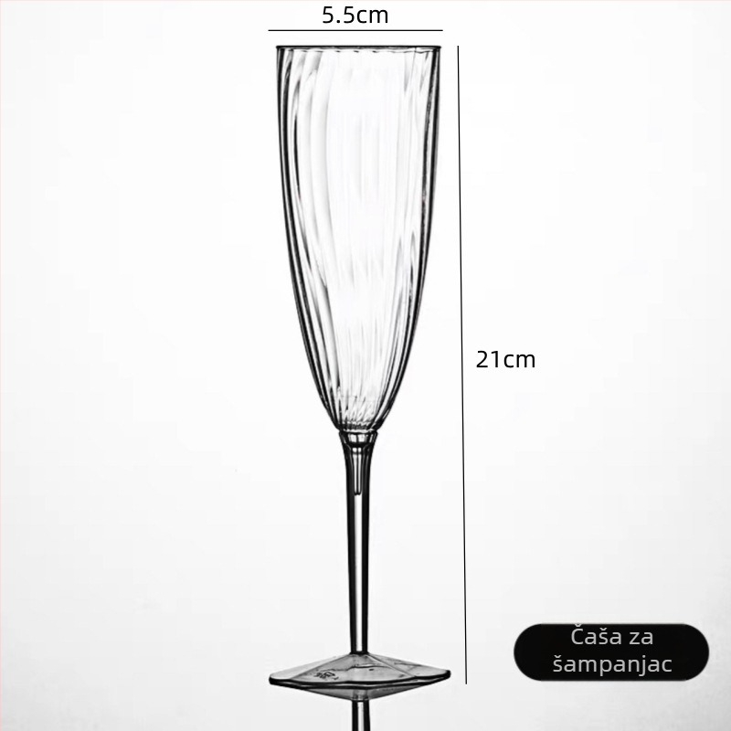 Jednokratna čaša goblet za šampanjac i crno vino, plastična, 201–300 ml, za kućnu upotrebu