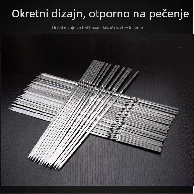 Set roštilj štapića za kućnu upotrebu — okrugli, debeli i ojačani, za višekratnu upotrebu