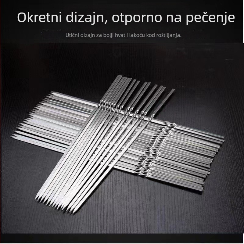 Set roštilj štapića za kućnu upotrebu — okrugli, debeli i ojačani, za višekratnu upotrebu