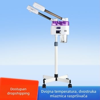 Parni uređaj za lice s dvostrukom cijevi, toplim i hladnim raspršivanjem, ugrađena baterija, 5 brzina, magla do 10 s