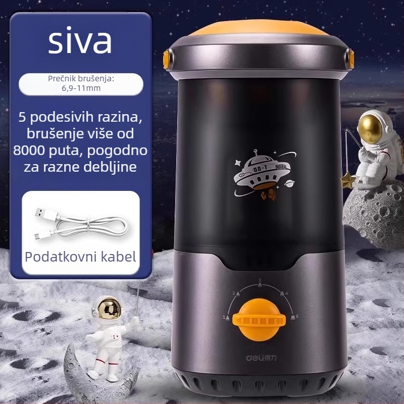 Deli Va7max oštrač za olovke, električni, potpuno automatski, metalni, u obliku rakete, za učenike osnovne škole