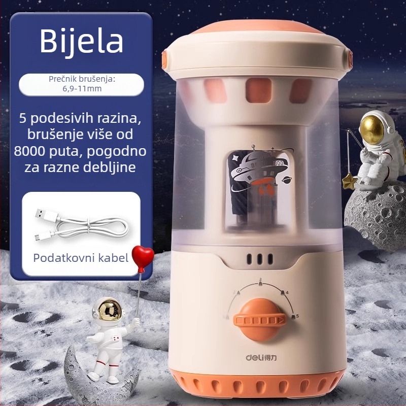 Deli Va7max oštrač za olovke, električni, potpuno automatski, metalni, u obliku rakete, za učenike osnovne škole