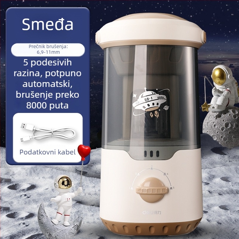 Deli Va7max oštrač za olovke, električni, potpuno automatski, metalni, u obliku rakete, za učenike osnovne škole